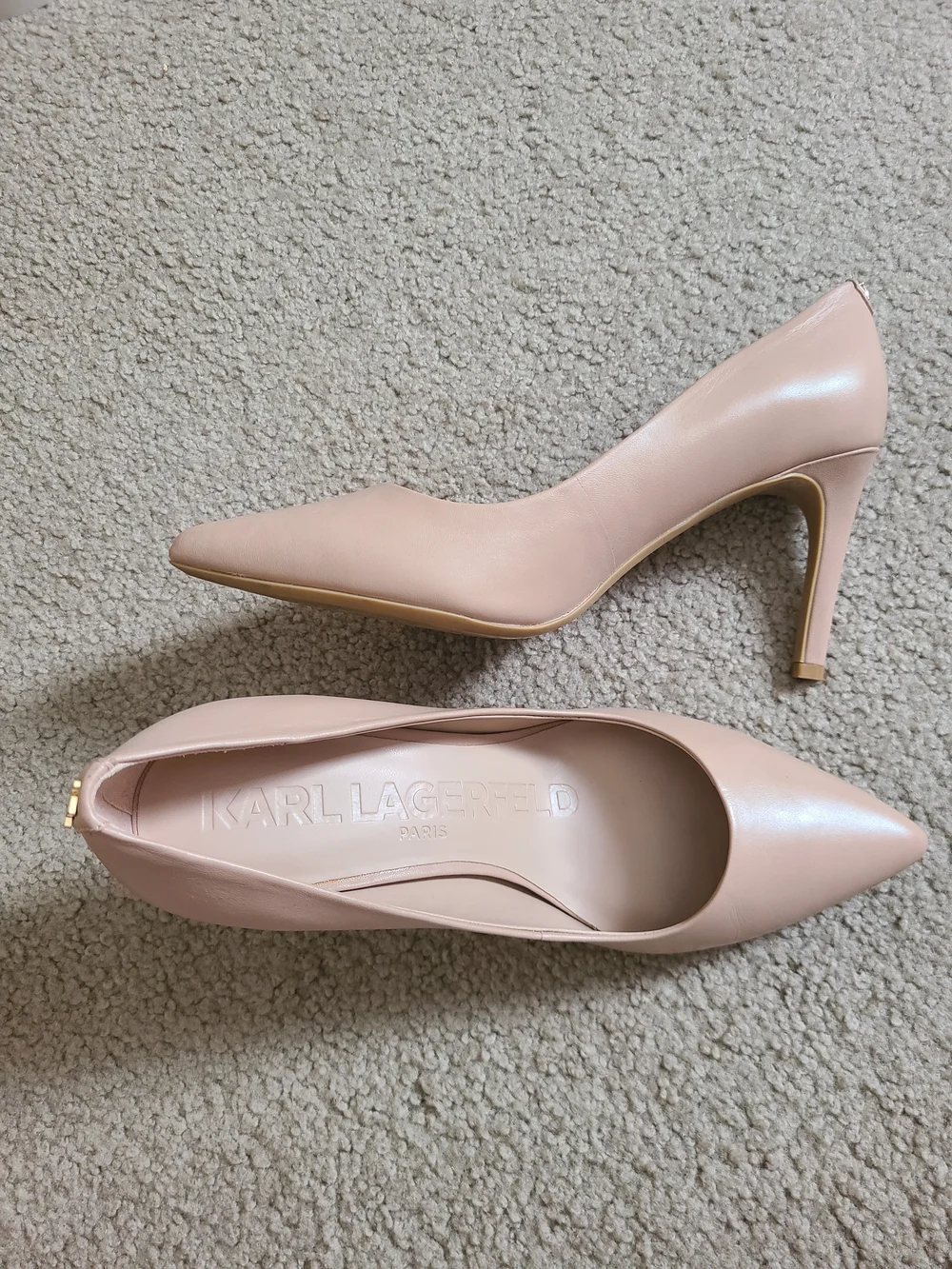 Karl Lagerfeld Tan Pointed-Toe Stiletto Pumps